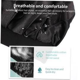 LIFKOME 2PCS Wide Side Elastic Sleeping Cap for Women High Elasticity Chemotherapy Hat Comfortable Hair Loss Bonnet for Night Use Black