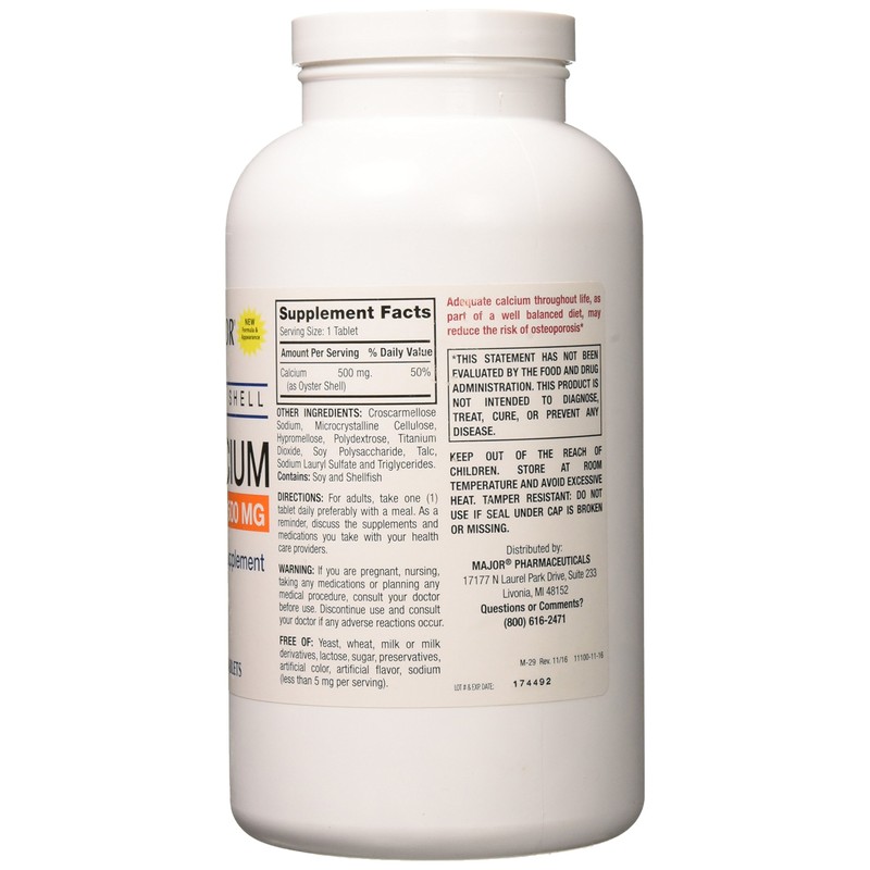 Oyster Shell Calcium Tablets, 500mg, 1000ct