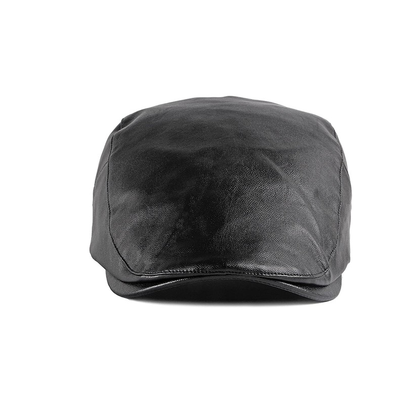 XUNQUCOM Classic Newsboy Cap,PU Leather Beret Ivy Flat Golf Driving