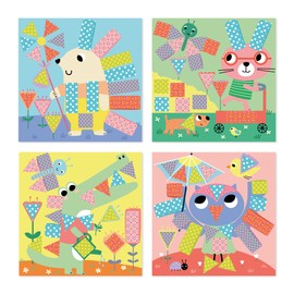 Janod - My Arts & Crafts - From 4 Years - Cut and Glue - 4 Pictures - Creative Hobby Children - Fine Motor Skills and Concentration - J07743