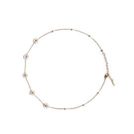 Honaer Dainty Pearl Choker Necklace Trendy Gold Necklaces Jewelry for Women, Flower Daisy Necklace