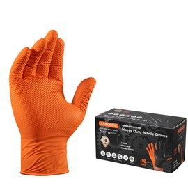 ANBOSON Black 10 Mil Nitrile Gloves, Diamond Textured Grip, Extra Thick Heavy Duty Disposable, Latex-Free, Tear & Chemical Resistant, Multipurpose Gloves for Kitchen, Cleaning, Medium