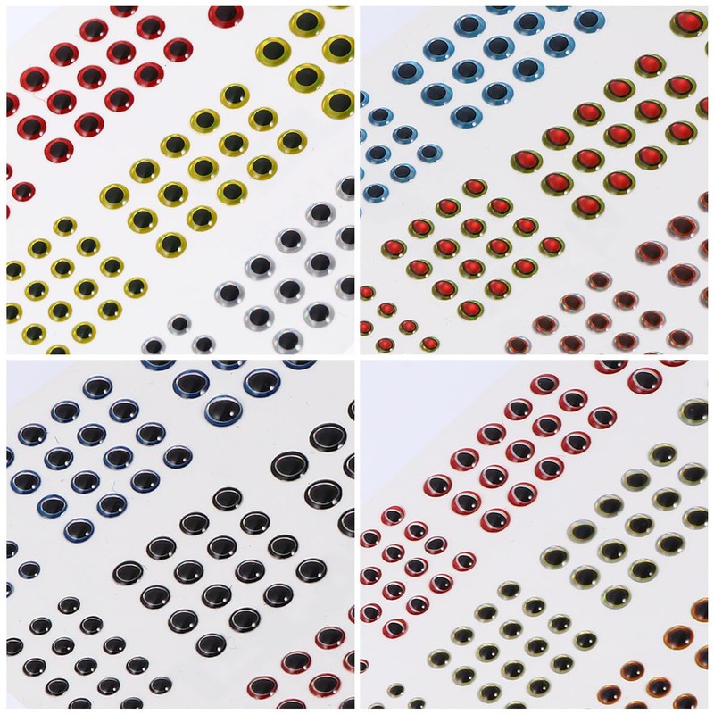 Healeved Occhi da pesca 3D autoadesivi in plastica, 4 archi,