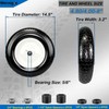 4.80/4.00-8 Tire, 14.5" Tire and Wheel Flat Free, 5/8" Bore
