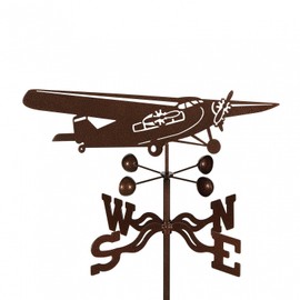EZ Vane Trimotor Airplane Weathervane — Roof Mount, Wind Cups, Antique Copper Finish, Steel with Durable Triple Powder Coating, Handcrafted in USA