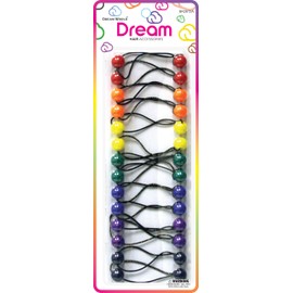 Dream World Ponytail Holder 12 MM Bead Assorted Solid Colors 14 Piece Pack