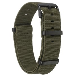 sourcing map Elastic Nylon Watch Band 20mm One-Piece French Watch Strap Waterproof Replacement Wristwatch Strap with Black Buckle for Men Women, Green