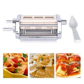 DYRABREST Manual Pasta Maker Steel Machine with Spaghetti Fettuccini Roller Ravioli Noodle Lasagnette Cutter Attachments, Hand Crank, Holiday Cooking Gift,for KitchenAid