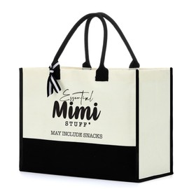 Reusable Tote Beach Bag Grocery Shopping Bags, Canvas Tote Bag for Women, Mom Gift Christmas Birthday Mother's Day Thank You Gifts for MiMi Mother Mom Mama, Essential MiMi Stuff Tote Bag