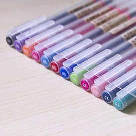 12 Pcs/lot Gel Pen 0.5mm fine Colour Ink Pen Maker Pen School Office Supply Muji Style 12 Colours