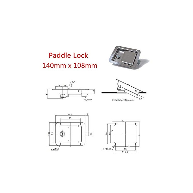 Riloer Trailer toolbox RV pallet handle lock with 2 keys,