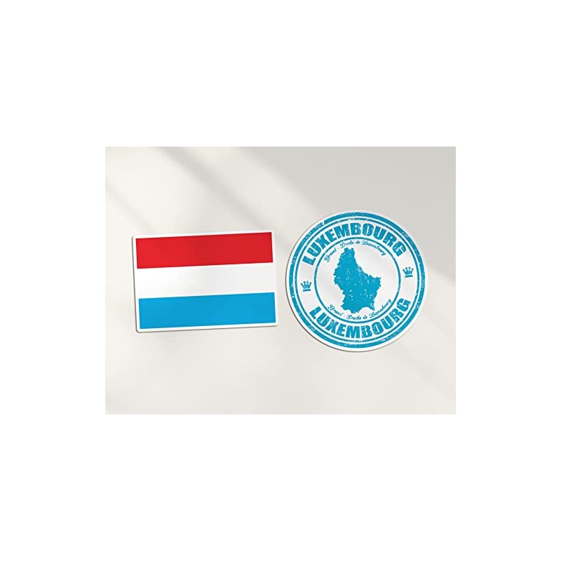 2 x 10cm Wide Luxembourg Vinyl Stickers - Flag Map