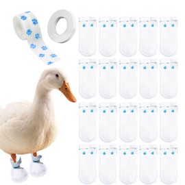 ZZBUY 20 Pcs Disposable Boots for Real Duck Feet, Bumble Foot for Duck Pet Duck Supplies with Blue Bandage, Large Size (Blue)