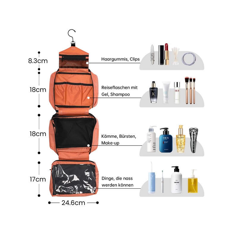 Seaforie Toiletry Bag, orange, Modern