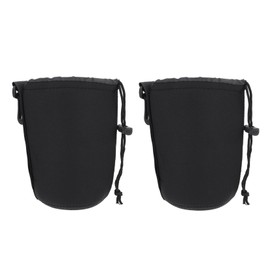 Operitacx 2PCS Neoprene Lens Pouch Bag Camera Lens Case with Drawstring for DSLR Protective Sleeve for Moisture Dust Scratches Fit for All Brands