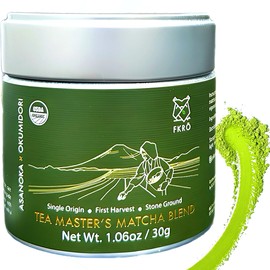 FKRO Tea Masters Organic Ceremonial Grade Matcha Té en polvo  1 cosecha seleccionada artesanalmente  Molido con piedra, flujo de aire mensual de...   