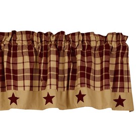 The Country House Collection Burgundy Farmhouse Star Valance (72x14")