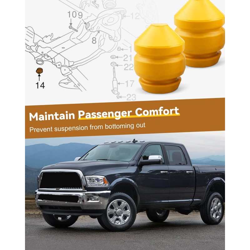 JUWEVAZU 2PCS 52113300AB Front Bump Stops Fit for Dodge Ram