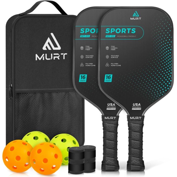 New PICKLEBALL PADDLE Set Of 2 MURT T700 Carbon Fiber