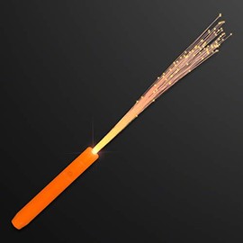 FlashingBlinkyLights Orange Light Up Fiber Optic Stick Wand (Set of 12)