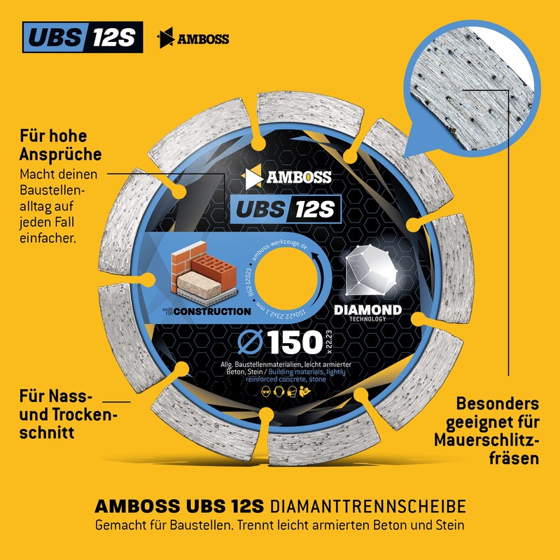 12S - Diamond Cutting Disc Diameter 150 mm x 22.2
