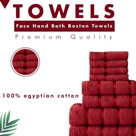 FAIRWAYUK 8-Piece Towels Bale Set for Bathroom, Ultra Soft Premium Quality Water Absorbent Towel Gift Sets, 100% Egyptian Cotton, 4x Face 2x Hand 2x Bath Towels, Red