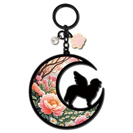 VIESUJI Dog Memorial Gifts for Loss of Dog Angel on Moon Sympathy Gift Bereavement Condolences Gift for Loss Dogs Bereavement Gifts Dogs Keychain