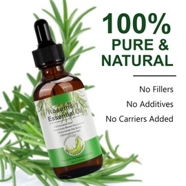 Rosemary Hair Oil for Stronger Thicker Longer Hair -(60ml Large) | Natural Cold Pressed Oil for Hair, Face, Nails & Cuticles | Carrier Oil Certified Organic | Moisturizes, Softens, Nourishes Skin, Hair and Nails