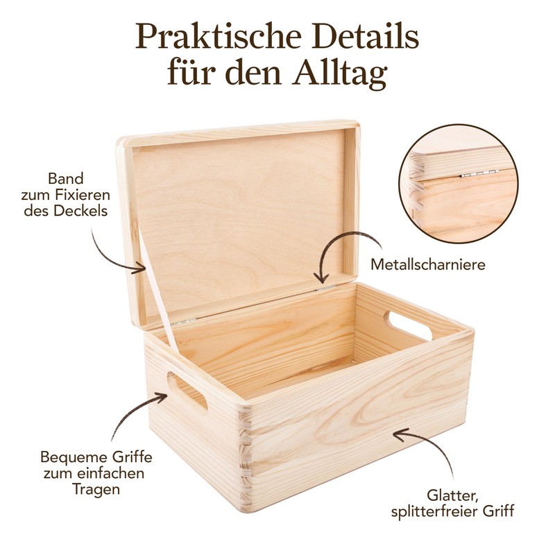 Creative Deco Large Wooden Box, 30 x 20 x 14