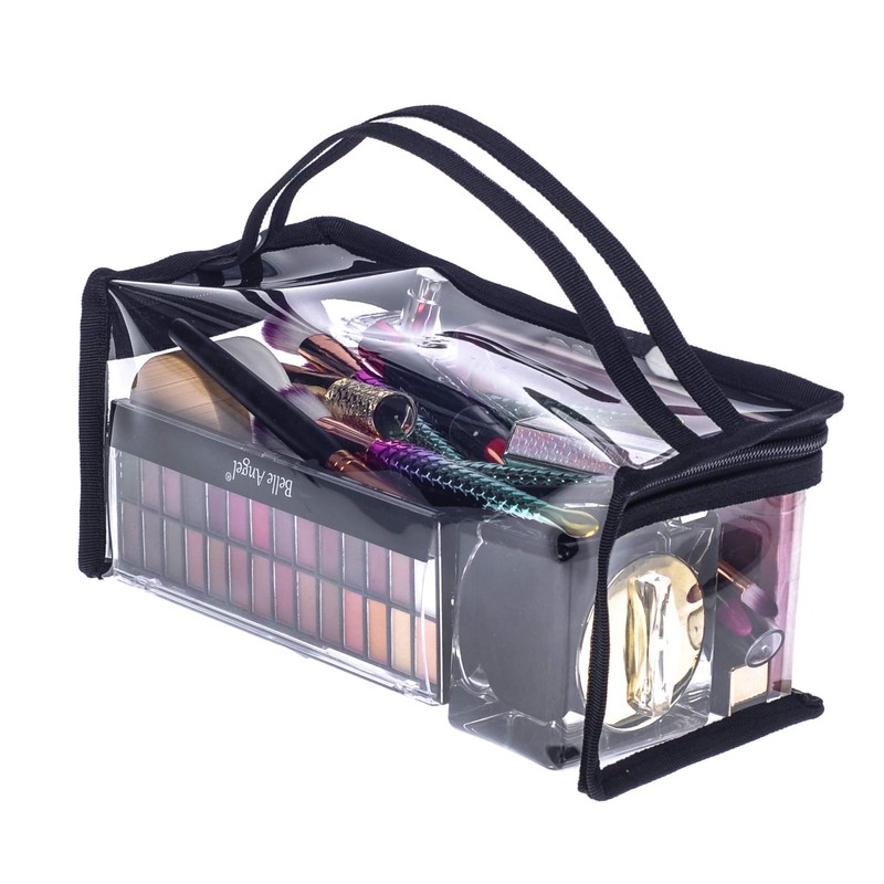 Pequeña bolsa rectangular de PVC transparente para maquillaje, organizador de