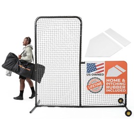ACELETIQS L Screen Baseball Pitching Net for Batting Cage | Pitching Screen Baseball Net with Wheels 6 feet by 6 feet Body Protector for Back Drive Lines Beisbol