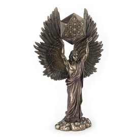 Veronese Design Archangel Metatron Holding Up Sacred Geometry Cube Statue