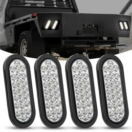 Nilight 6Inch Oval Trailer Tail Light 4PCS White 24LED Back Up Reverse Light w/Flush Mount Grommets Plugs IP67 Waterproof for 12V Truck ATV UTV Trailer Bus RV Camper