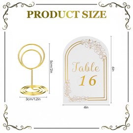 4x6 Inch Wedding Table Numbers 1-20 with Gold Holders (White)
