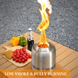 BiggerFire Tabletop Fire Pit, Stainless Steel Mini Outdoor Stove, Low Smoke Burning Portable fire pits Firepit Fueled by Pellets or Wood, for Urban & Suburbs, with Travel Bag