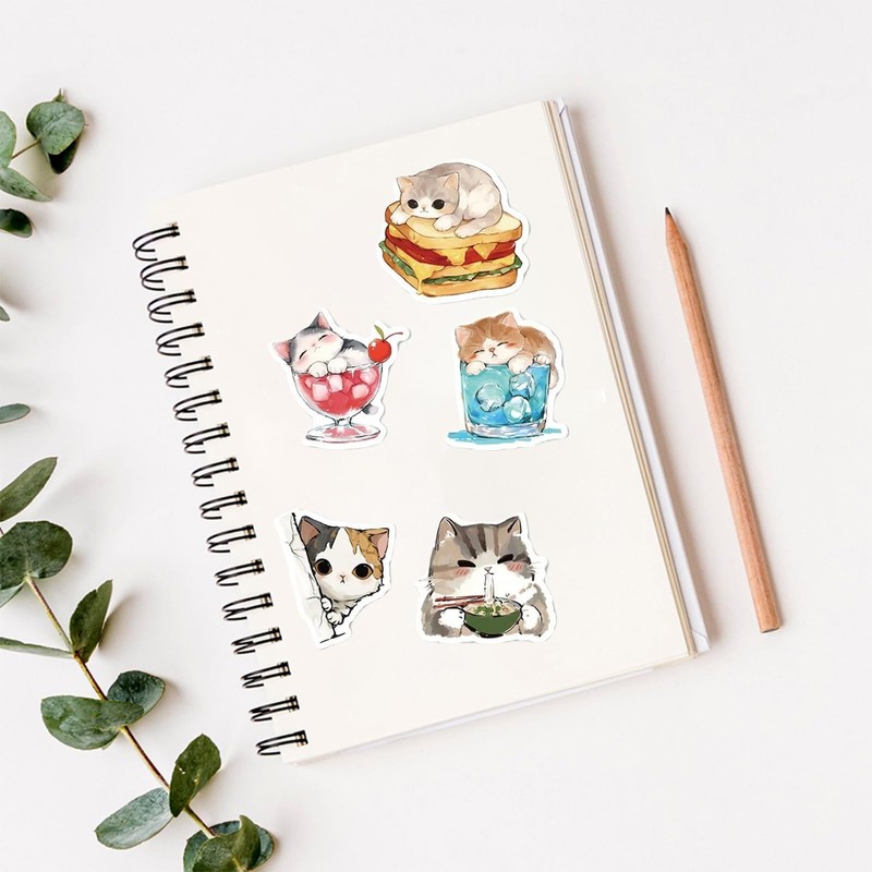 Kabwea 50 Piece Decorative Stickers with Kittens of Various Breeds,