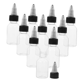 Hohopeti 10pcs Transparent Pet Ink Bottles with Leakproof Portable Sample Containers for Tattoo Ink Makeup Pigment Travel and Laboratory Use