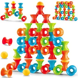 RAINBOW TOYFROG Puzzle Splicing Stacking Circles with Balls - Active Toy for Kids Ages 3+ to Build, Stack, and Toss. Colorful Educational Game for Creative Learning and Social Skills Development