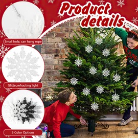 White Christmas Tree Decorations, 12 Pcs White Snowflake Tree Decorations, Christmas Hanging Decorations, White Tree Decorations Snowflake Decoration for Xmas, Snowflake Baubles Ornaments