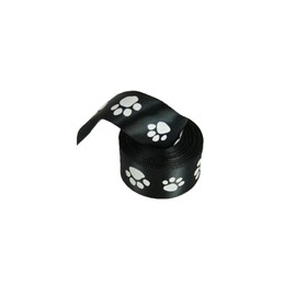 7/8" Paw Print Single Faced Satin Ribbon Rolled up 4 Yards Polyester Choose Color (Black)