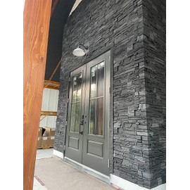 GenStone Faux Stacked Stone Right Corner Panel 12.5" x 11.25" in Iron Ore Color for Do It Yourself Friendly Home Improvement Projects