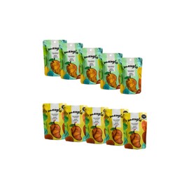 MANGLO | Mango Orgánico Deshidratado 100% Natural | 10 Pack Mixto 50g | Rebanadas de mango sin azúcar añadida Snack Saludable y Delicioso para niños y adultos | Calidad Premium | Sin gluten | Sin conservadores | Vegano | Bolsa resellable.
