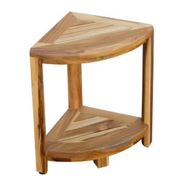 EcoDecors Oasis 2-Tier Teak Corner Shelf, 13Lx13Wx18.5T, Natural