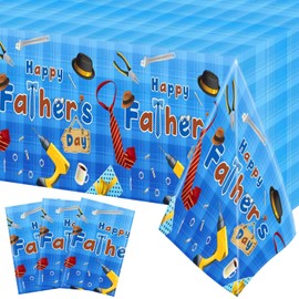 HANPLK 3 Pack Happy Fathers Day Party Decorations Tablecloth, Happy Fathers Day Party Supplies Plastic Table Cover for Happy Fathers Day Theme Party Decorations(51.2 x 86.6 Inch)