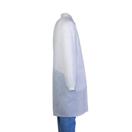 Tronex Fluid-Resistant Multilayer Full-Length Disposable Lab Coats With Knitted Collar/Cuffs & 3 Pockets, Disposable White Lab Coat (30, Extra Large)