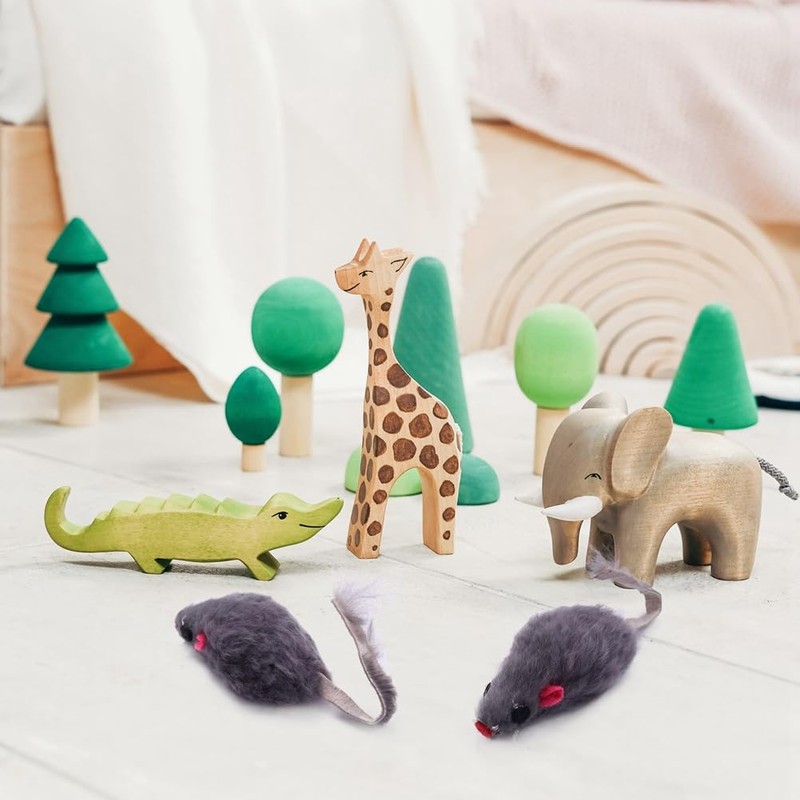 SUNCHSEN Real Rabbit Fur Mice Toys Pet Toy Children's Toys