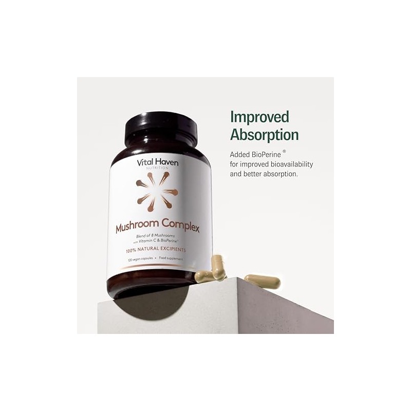 Mushroom Supplement - Lions Mane, Reishi, Cordyceps, Shiitake, Maitake, Chaga,