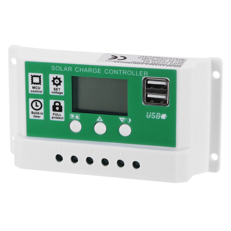 LCD Solar Charge Controller Adjustable 10A 12V 24V PWM Charging
