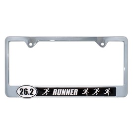Elektroplate – 26.2 Full Marathon Runners Chrome-Plated All-Metal Standard Size Premium 3D License Plate Frame Tag Holder for Cars/SUVs/Trucks Weather-Proof Automotive Accessory