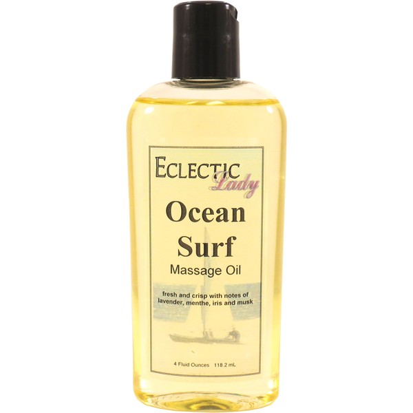 Ocean Surf Massage Oil, 4 oz, With Sweet Almond Oil and Organic Jojoba Oil, Preservative Free